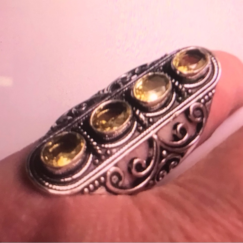 Citrine Stamped 925 Sterling Silver Ring
